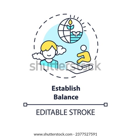 2D editable thin line icon establish balance concept, isolated simple vector, multicolor illustration representing parenting children with health issues.