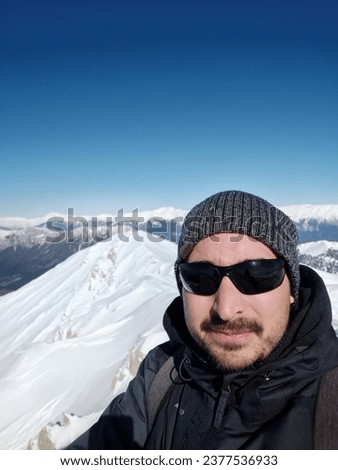 Selfie picture of a hiker in Olympus mountain in Antalya, Turkey