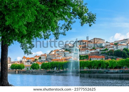 View of Coimbra and Coimbra University from the left side of Mondego Royalty-Free Stock Photo #2377552625