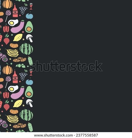 Food background. Doodle food illustration with place for text