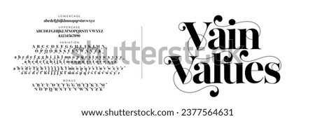 Elegant Font Uppercase Lowercase Number And Ampersand. Classic Lettering Minimal Fashion Designs. Typography modern serif fonts regular decorative vintage concept. vector illustration Royalty-Free Stock Photo #2377564631
