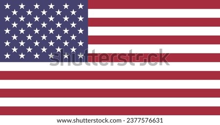 The flag of the United States. Flag icon. A rectangular flag. Standard color. Standard size. Computer illustration. Digital illustration. Vector illustration.