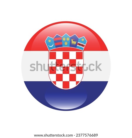 The flag of Croatia. Button flag icon. Standard color. Circle icon flag. 3d illustration. Computer illustration. Digital illustration. Vector illustration.