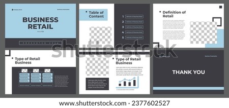 Business presentation infographic template set. Keynote presentation background, slide templates design, brochure cover design, landing page, annual report brochure. Vector Illustration