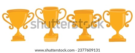 Simple cute trophy icon set isolated on white background.