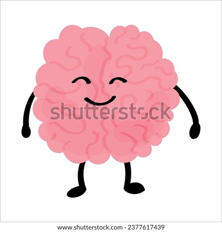 Happy human brain on white background
