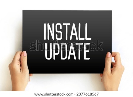 Install Update text on card, concept background
