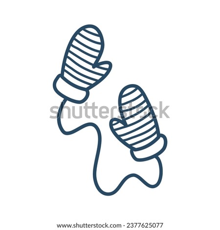 Cute warm mittens.Winter clothes. Hand doodle Christmas illustration isolated on a white background.