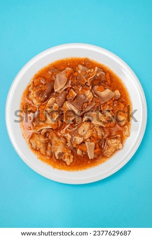 Pork ear stew, typical Spanish gastronomy