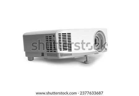 White LCD Projector Video Presentation and Home Theatre Entertainment isolated on white