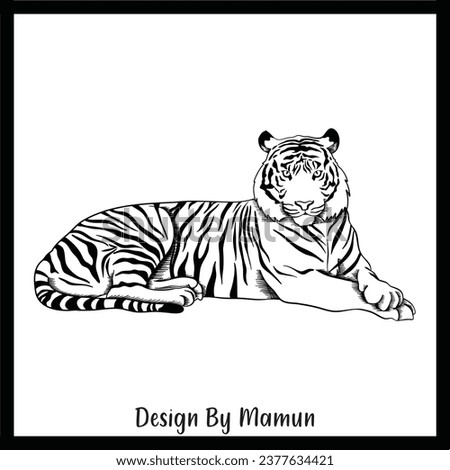 Tiger Vector Art only silhouette and outline Vector