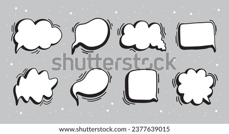 Collection of doodle speech bubbles. Vector empty bubbles isolated. Royalty-Free Stock Photo #2377639015