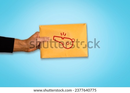 Symbolic Depiction of a Whistle Blower or Informant Royalty-Free Stock Photo #2377640775
