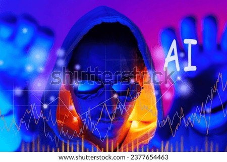 Cool man. Fashionable portrait. Colorful neon light. Stylish confident handsome male in trendy. Price chart, Cyber Monday