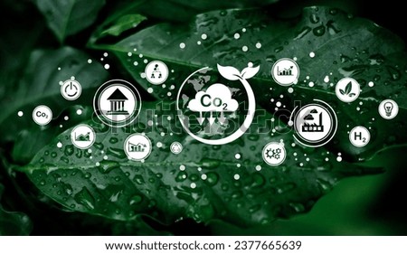 Reduce CO2 emission concept. Clean and friendly environment without carbon dioxide emissions.CO2 reducing icon inside magnifier glass for carbon credit to limit global warming from climate change