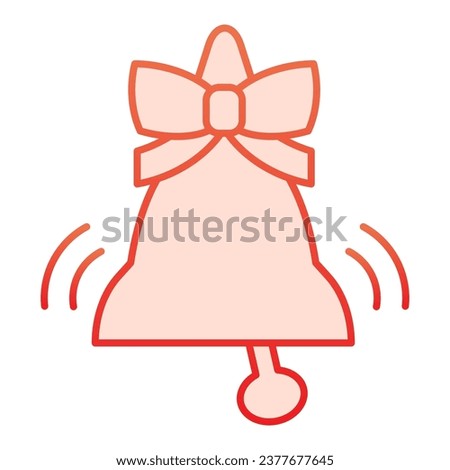 Bell with bow gradient line icon. Traditional holiday handbell outline style pictogram on white background. Ringing handle signal with decorative ribbon for mobile concept web design. Vector graphics