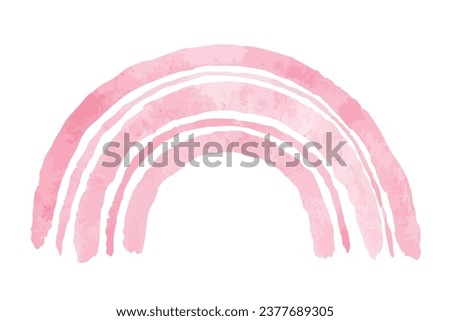 Pink Rainbow vector illustration. Hand drawn graphic clip art on white isolated background. Watercolor drawing for baby shower decorations. Cartoon doodle painting in pastel colors