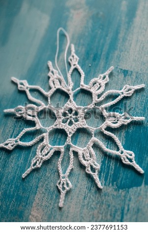 Crochet snowflake. This photo has been taken in Prague, 2023