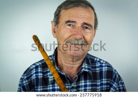 Man playing on pipe flute.Traditional folk instruments of Macedonia Europe