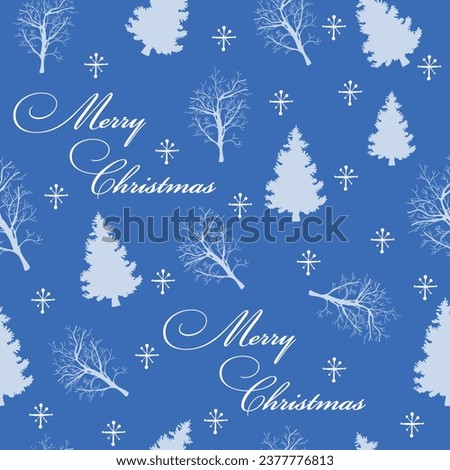 Seamless Christmas pattern, snow-covered trees. Merry Christmas. Vector pattern for fabric, card, packaging, social networks.