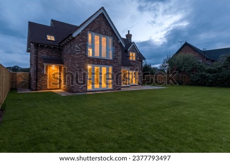 Large executive new build house on an exclusive development in the English countryside Royalty-Free Stock Photo #2377793497