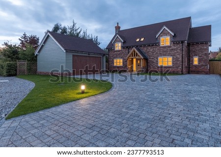 Large executive new build house on an exclusive development in the English countryside Royalty-Free Stock Photo #2377793513