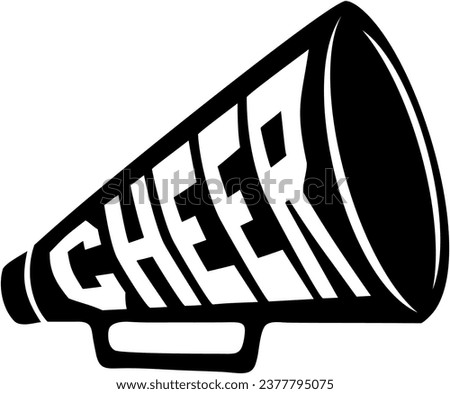 Megaphone cheer, Cheerleader Vector Black Silhouette Royalty-Free Stock Photo #2377795075