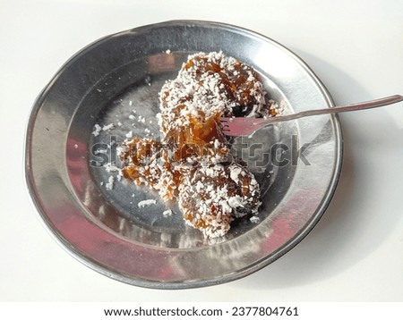 sago mixed with grated coconut.  traditional food from sago
