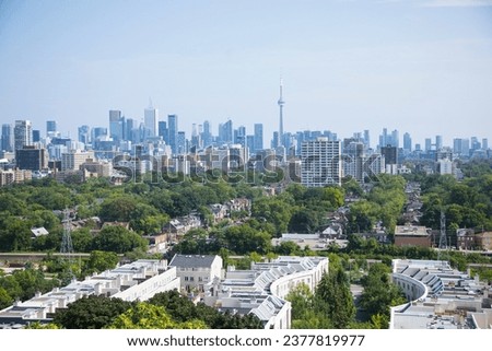 Beautiful view of Downtown and CN Tower from Casa Loma in Toronto, Canada