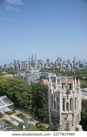 Beautiful view of Downtown and CN Tower from Casa Loma in Toronto, Canada
