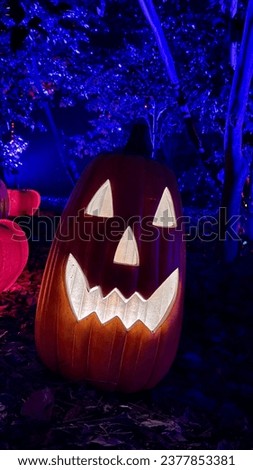 A picture of Jack O Lantern made of pumpkin, the representative decoration of Halloween.
