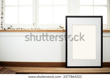 Brighten up your digital gallery with our high-quality frame templates. Frame and plant still life. Rustic wood bench seat and light bright windows. High resolution quality hand made mockups. 