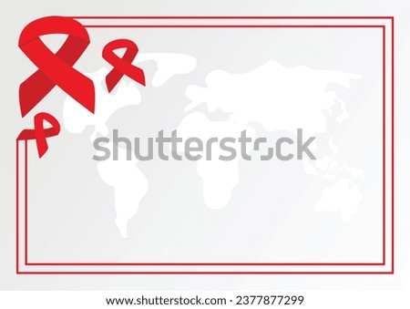 poster frame decoration with aids day symbol ribbon icon, border vector template for banner, flyer, presentation, social media, web.