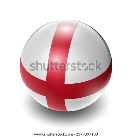 England (GB-ENG) English Nation Flag 2.5D Isometric View, Glossy Sphere Design, Flag Symbol Icon, Button Presentation Element Template Isolated on White Background