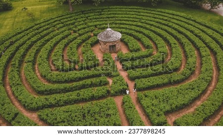Drone Aerial Shot of New Harmony Labyrinth, Indiana Royalty-Free Stock Photo #2377898245