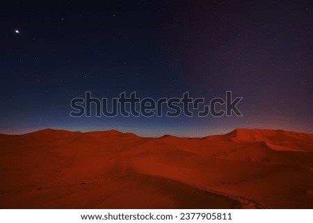 Stars at night over the dunes, Sahara Desert, Merzouga, Morocco
