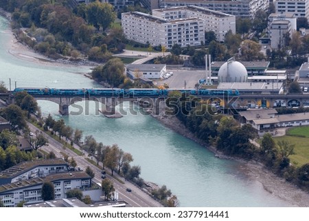 River Inn and Innsbruck City from Hungerburg Inclined railway station October 2023