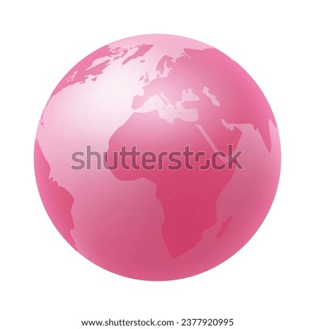 Vector vector world globe map. north america centered map. pink planet sphere icon.