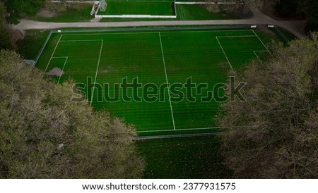 Football field. Training center in forest 