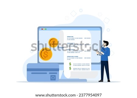 Electronic invoice concept with tiny people. corporate accounting, open banking platform, Collection of abstract vector illustrations of IT accounting systems. Business finance software.