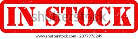 Red In Stock Rubber Stamp Grunge Texture Sign Signage Label Badge Sticker Vector EPS PNG Transparent No Background Clip Art Vector EPS PNG 