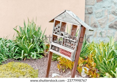 Insect house, bees, bitterns and other pollinators, care for the environment, gardening signs beekeeping, insect-friendly, garden rules, nature preservation, habitat creation, conservation efforts