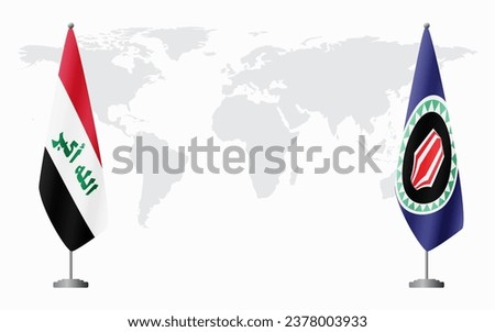 Iraq and Bougainville flags for official meeting against background of world map.