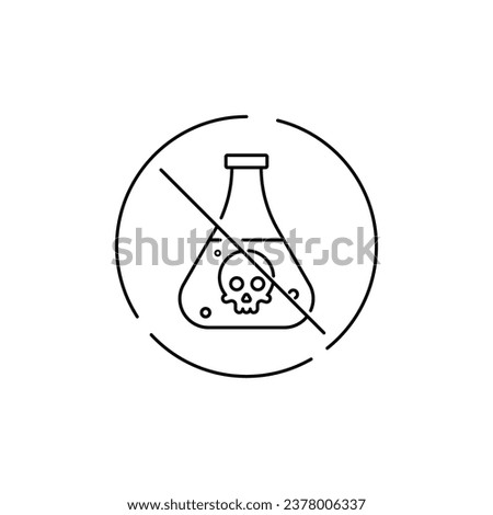 no chemical risk icon, no preservative, no potential poison, chemical free thin line symbols for web and mobile on white background - editable stroke vector illustration eps 10 Royalty-Free Stock Photo #2378006337