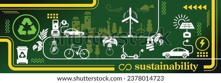 Green energy concept. Set of sustainability illustrations. 