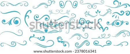 Set of Ornament swirl elements collection.Swirl ornament stroke.
black decoration elements. ink pen calligraphy swirl flourishes set. vector illustration