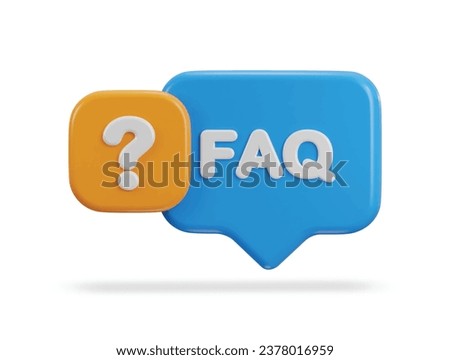 3d speech bubble with FAQ icon vector illustration Royalty-Free Stock Photo #2378016959