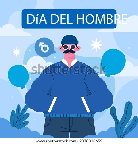 Mens Day Spanish Isolated On White Background. Vector Illustration In Flat Style.