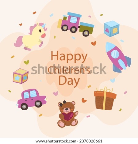 World Childrens Day Celebration With Kids Playing Isolated On White Background. Vector Illustration In Flat Style.