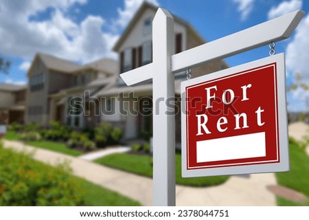 Home for rent. Sign in front of new home